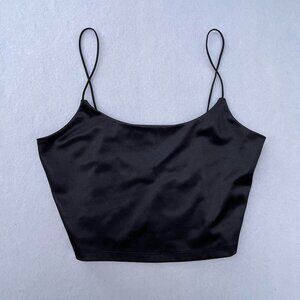 Aeropostale Seriously Soft Black Satin Bungee Cami Size M Goth Alternative Basic
